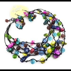 Colorful necklace and earrings